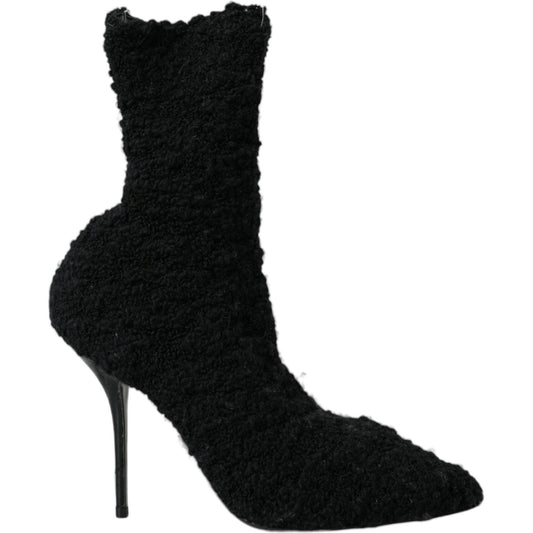Dolce & Gabbana Black Stiletto Heels Mid Calf Boots Shoes Dolce & Gabbana Black