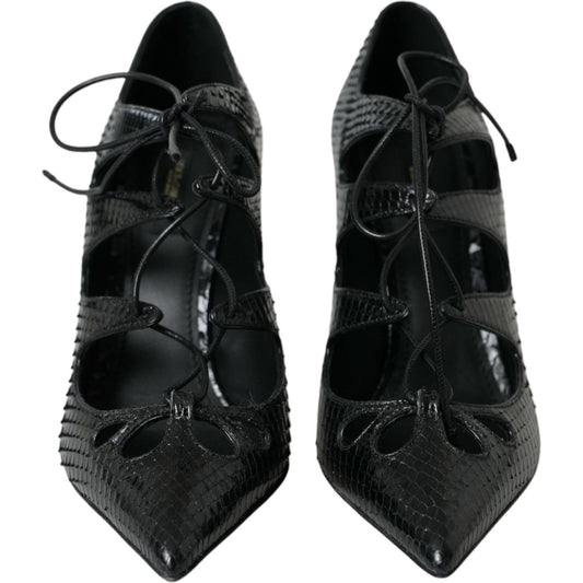 Dolce & Gabbana Black Python Leather Mary Jane Pumps Shoes Dolce & Gabbana Black