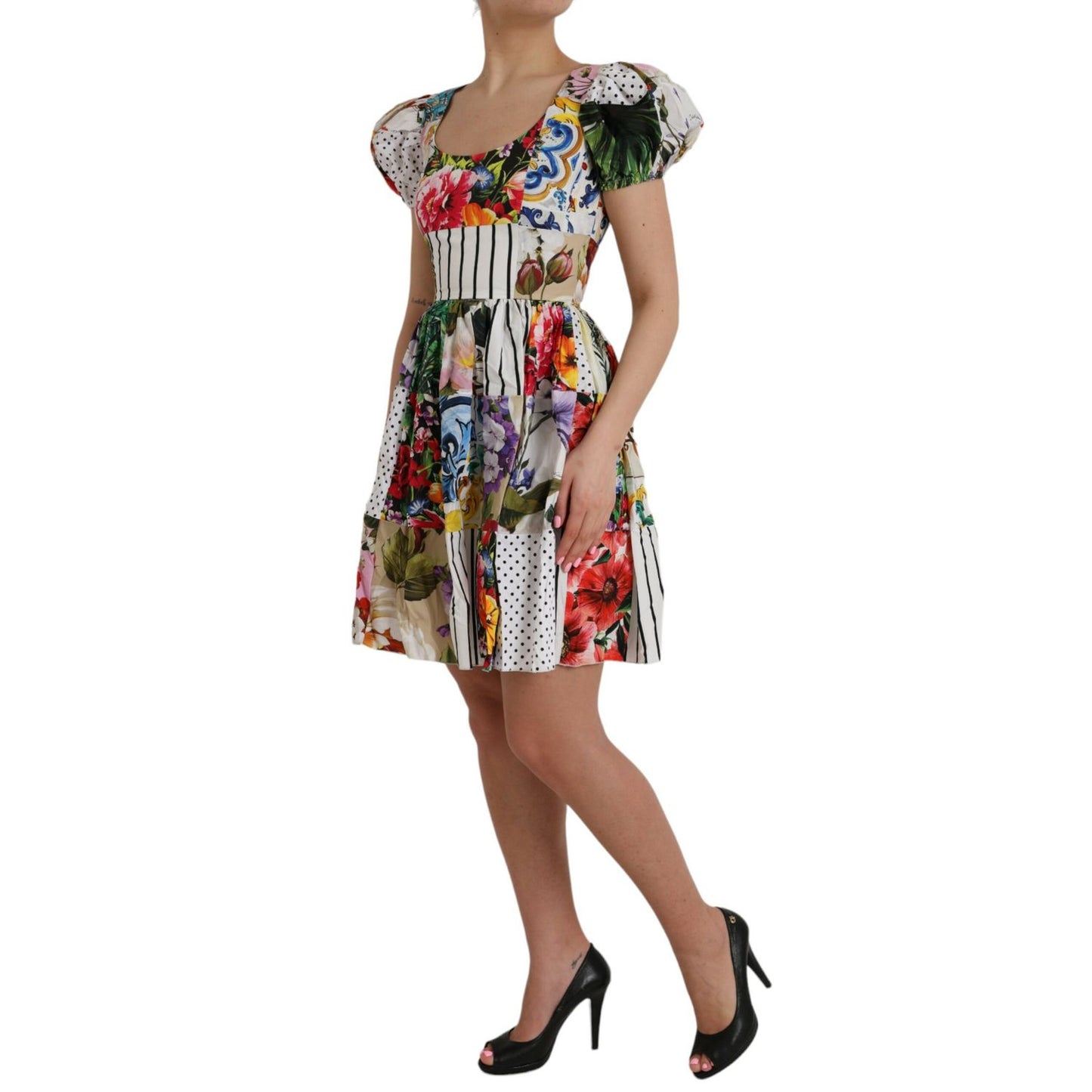 Dolce & Gabbana Multicolor Patchwork Cotton Aline Mini Dress