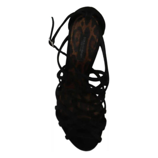 Dolce & Gabbana Black Suede Ankle Strap Stiletto Shoes Dolce & Gabbana Black