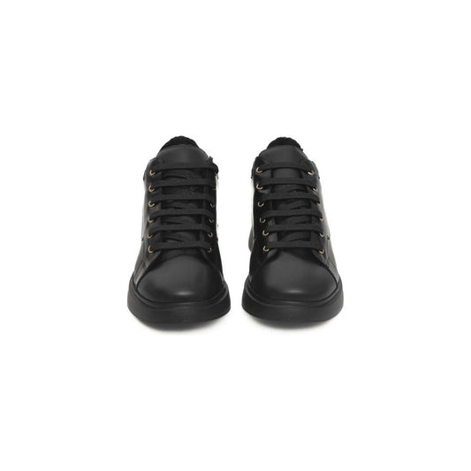 Cerruti 1881 Black Leather Women Platform Sneaker Cerruti 1881 Dark Slate Gray