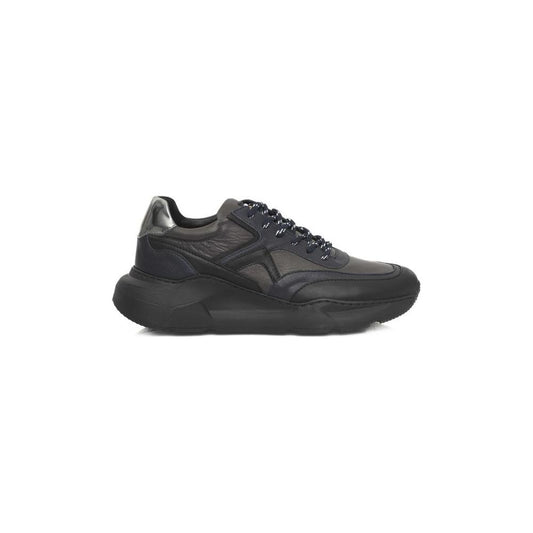 Cerruti 1881 Blue Cowhide Men Sneaker Cerruti 1881 Dark Slate Gray