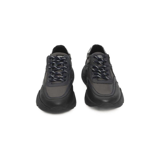 Cerruti 1881 Blue Cowhide Men Sneaker Cerruti 1881 Dark Slate Gray