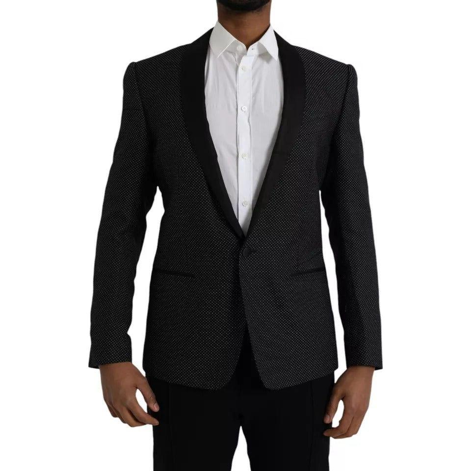 Dolce & Gabbana Black Jacquard MARTINI Single Breasted Coat Blazer JKT4030-50