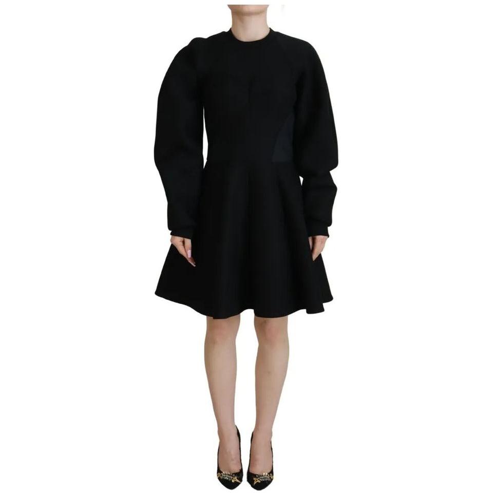 Dolce & Gabbana Cotton Black Long Sleeves A-line Mini Dress DR28816-40