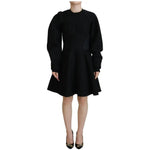 Dolce & Gabbana Cotton Black Long Sleeves A-line Mini Dress DR28816-40