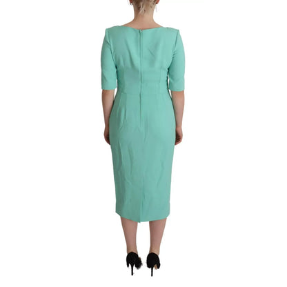 Dolce & Gabbana Mint Green Sheath Square Neckline Midi Dress