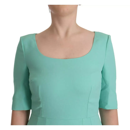 Dolce & Gabbana Mint Green Sheath Square Neckline Midi Dress
