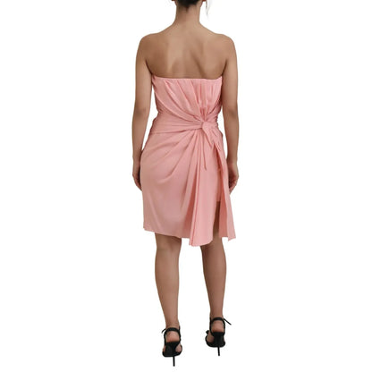 Dolce & Gabbana Pink Silk Stretch Strapless Sheath Dress