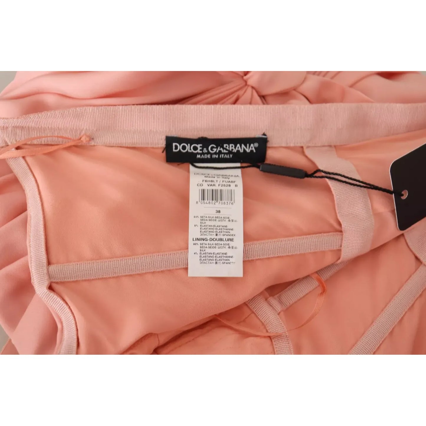 Dolce & Gabbana Pink Silk Stretch Strapless Sheath Dress