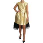 Dolce & Gabbana Gold Polyester Sleeveless A-line Tulle Dress DR2780-38