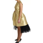 Dolce & Gabbana Gold Polyester Sleeveless A-line Tulle Dress DR2780-38