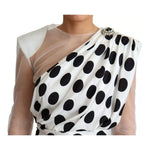 Dolce & Gabbana White Polka Dots Crystal One Shoulder Dress DR2798-40
