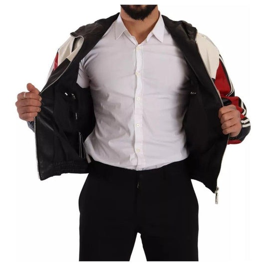 Dolce & Gabbana Black Leather Hooded Blouson Jacket Dolce & Gabbana Black