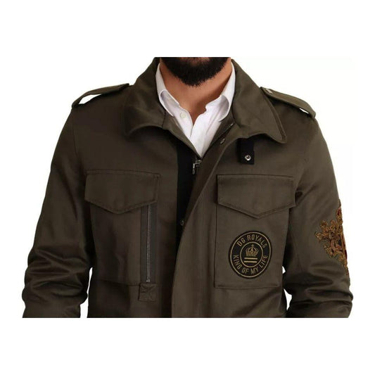 Dolce & Gabbana Green Cotton DG Love Blouson Coat Jacket Dolce & Gabbana Dark Slate Gray