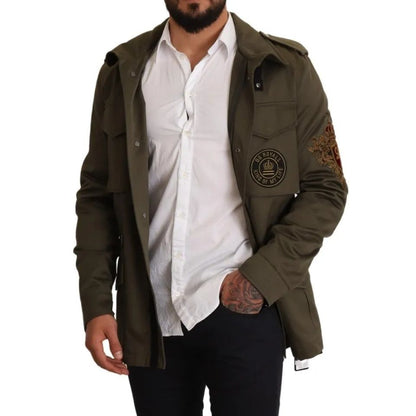 Dolce & Gabbana Green Cotton DG Love Blouson Coat Jacket