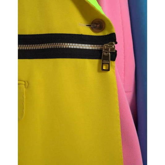 Dolce & Gabbana Multicolor Patchwork Peak Lapel Coat Jacket Dolce & Gabbana Dark Goldenrod