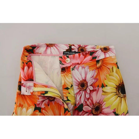 Dolce & Gabbana Multicolor Floral High Waist Cropped Pants Dolce & Gabbana Dark Gray