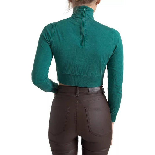 Dolce & Gabbana Dark Green Turtleneck Cropped Pullover Sweater Dolce & Gabbana Dark Slate Gray