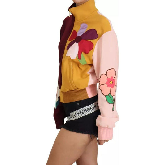 Dolce & Gabbana Multicolor Floral Viscose Full Zip Sweater Dolce & Gabbana Dark Khaki