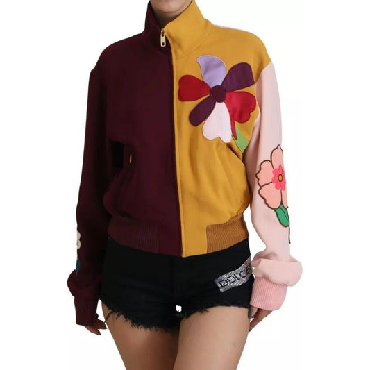 Dolce & Gabbana Multicolor Floral Viscose Full Zip Sweater Dolce & Gabbana Dark Salmon