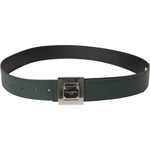 Dolce & Gabbana Green Calf Leather Square Metal Buckle Belt Dolce & Gabbana Dark Slate Gray