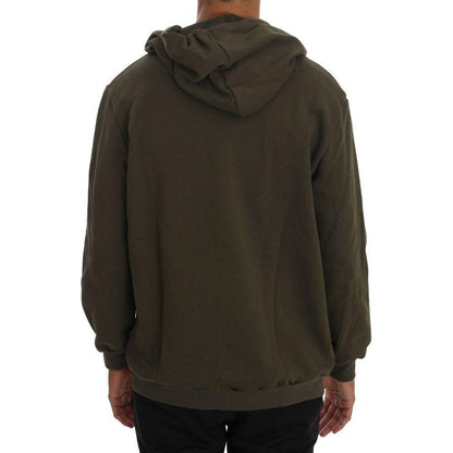 Daniele Alessandrini Green Full Zipper Hodded Cotton Sweater