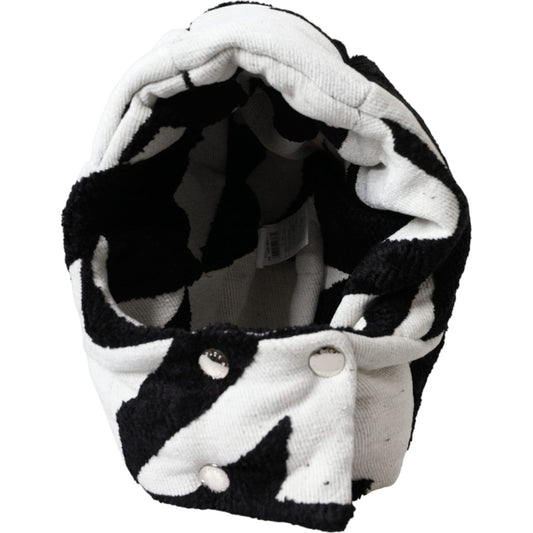 Dolce & Gabbana Black White Wool Whole Head Wrap Hat Dolce & Gabbana Black