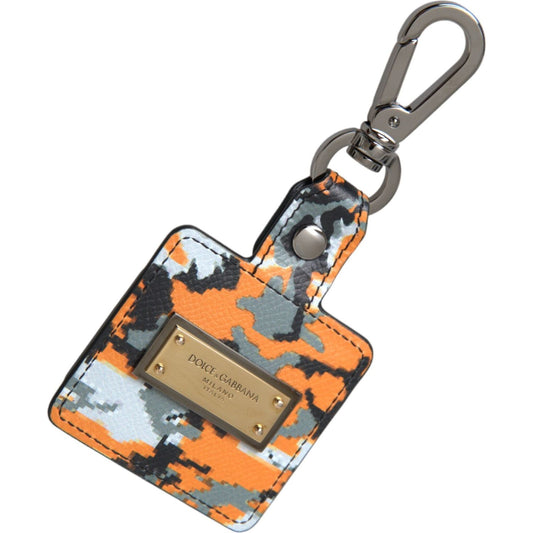 Dolce & Gabbana Multicolor Camouflage Print Leather Logo Metal Airpods Case Dolce & Gabbana Dim Gray
