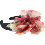 Dolce & Gabbana Rose Pink Silk Floral Black Tiara Women Hairband Diadem Dolce & Gabbana Rosy Brown