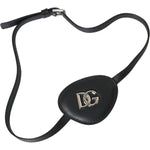 Dolce & Gabbana Black Calfskin Leather Metal DG Logo Eye Patch Dolce & Gabbana Dark Slate Gray