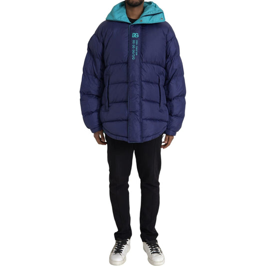 Dolce & Gabbana Navy Blue Quilted Windbreaker Puffer Jacket Dolce & Gabbana Dark Slate Gray