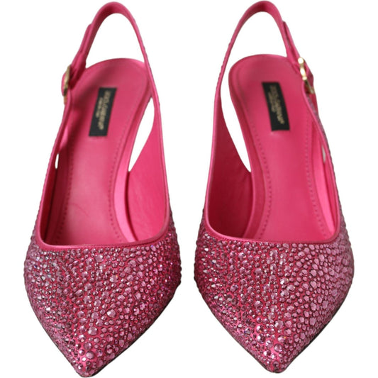 Dolce & Gabbana Pink Strass Crystal Heels Slingbacks Shoes Dolce & Gabbana Maroon