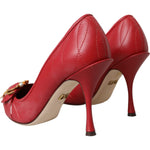 Dolce & Gabbana Red Devotion Leather Heels Pumps Shoes Dolce & Gabbana Brown