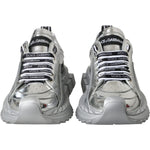 Dolce & Gabbana Silver Leather Super Queen Sneakers Shoes LA11077-36