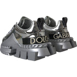 Dolce & Gabbana Silver Leather Super Queen Sneakers Shoes LA11077-36