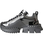 Dolce & Gabbana Silver Leather Super Queen Sneakers Shoes LA11077-36