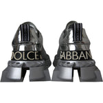 Dolce & Gabbana Silver Leather Super Queen Sneakers Shoes LA11077-36