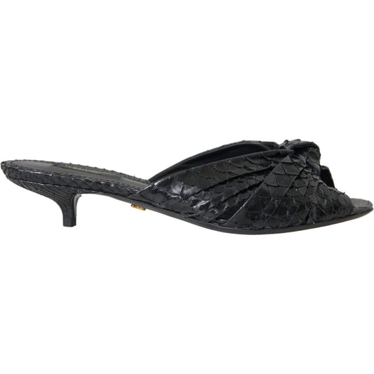 Dolce & Gabbana Black Exotic Leather Heels Slides Shoes Dolce & Gabbana Dark Slate Gray