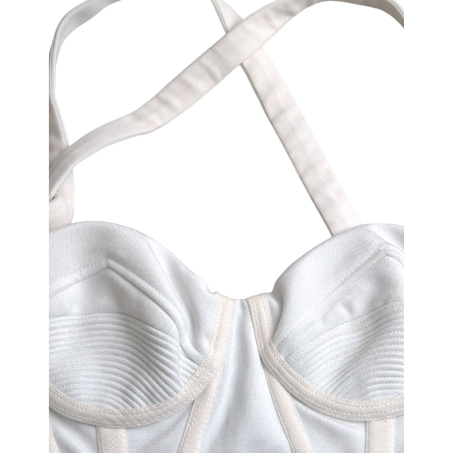 Versace White Viscose Bustier Sleeveless Cropped Top