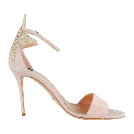 Elisabetta Franchi Studded Star Suede Heeled Sandals Elisabetta Franchi Light Gray