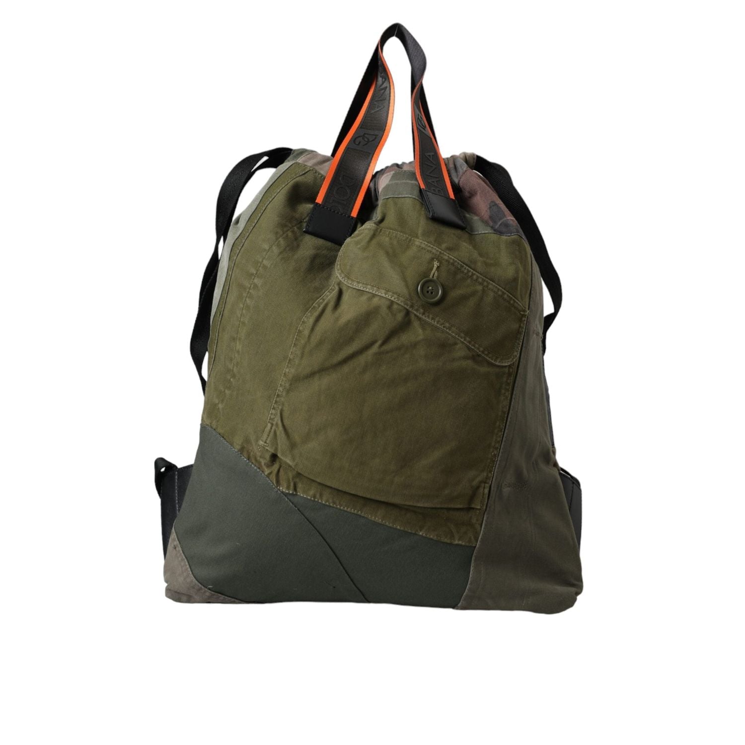 Dolce & Gabbana Military Green Patchwork Rucksack Backpack Bag