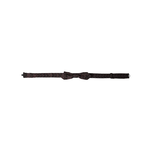 Dolce & Gabbana Maroon Silk Patterned Adjustable Neck Papillon Bow Tie