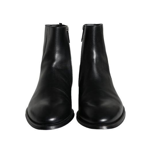 Dolce & Gabbana Black Calf Leather Men Ankle Boots Men Shoes