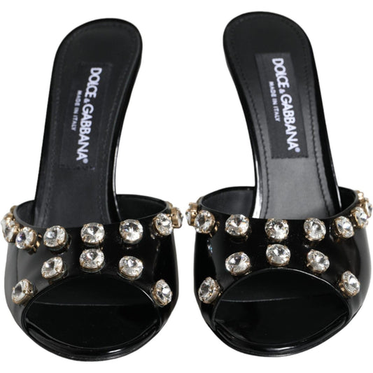 Dolce & Gabbana Black Crystal Heels Keira Sandals Shoes Dolce & Gabbana Black