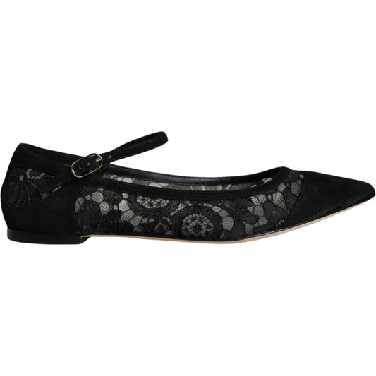 Dolce & Gabbana Black Taormina Lace Bellucci Flats Shoes Dolce & Gabbana Black