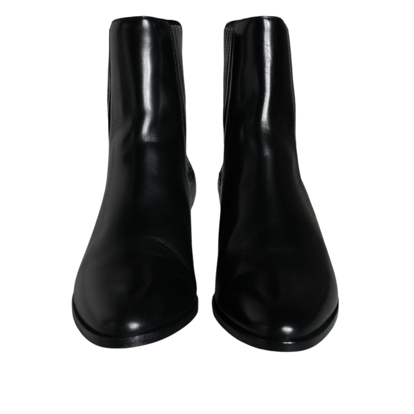 Dolce & Gabbana Black Leather Ankle Boots Booties Shoes