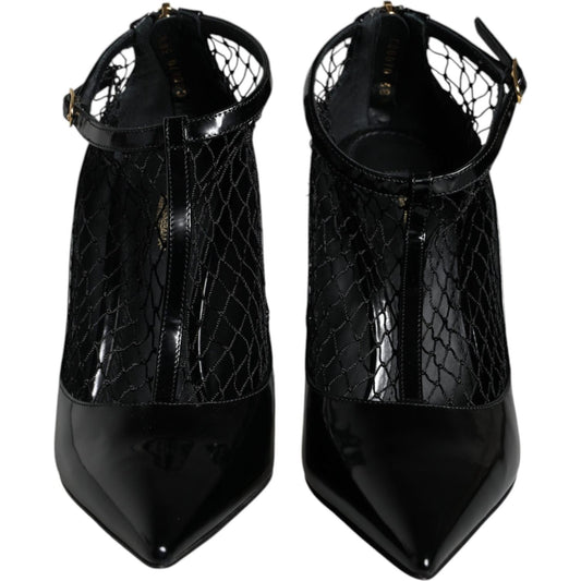 Dolce & Gabbana Black Mesh Patent Leather Heels Pumps Shoes Dolce & Gabbana Black