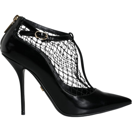 Dolce & Gabbana Black Mesh Patent Leather Heels Pumps Shoes Dolce & Gabbana Black
