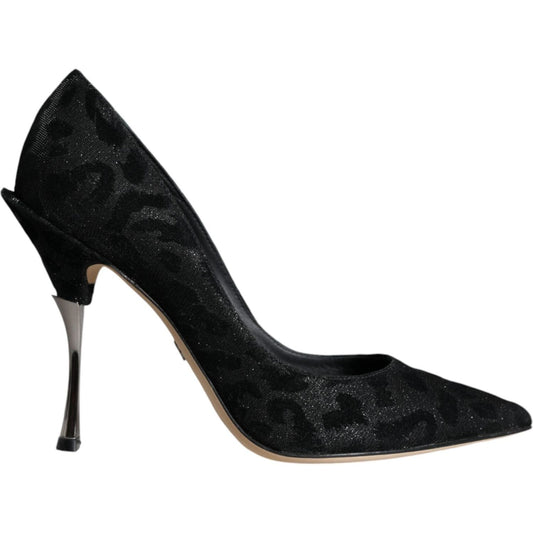 Dolce & Gabbana Black Leopard Lurex High Heels Pumps Shoes Dolce & Gabbana Black